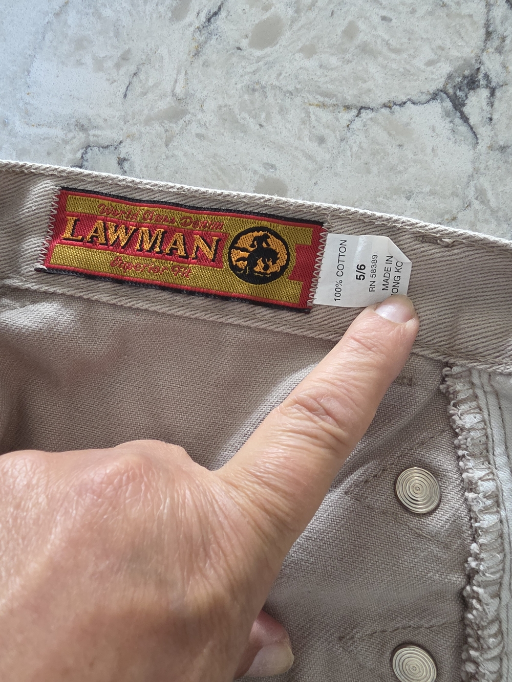 Lawman Western  Boot Cut Jeans in Light Tan with Western Patch - Picture 7 of 7